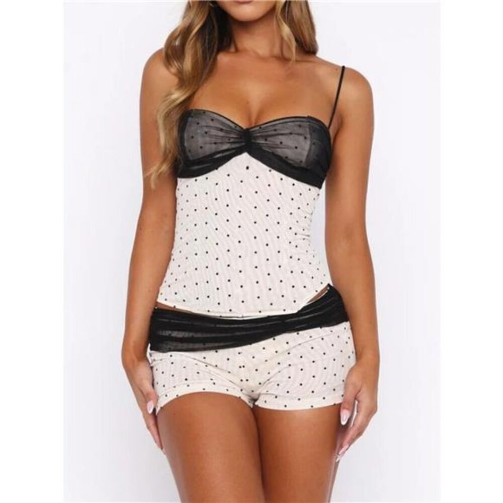 Polka Dot Mesh Cami & Shorts Set - Picture 9 of 10